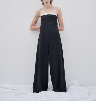 Jumpsuit de Pierna Ancha con Cuello Frío y Detalles en Contraste - Image 5