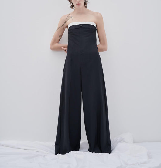 Jumpsuit de Pierna Ancha con Cuello Frío y Detalles en Contraste - Image 5