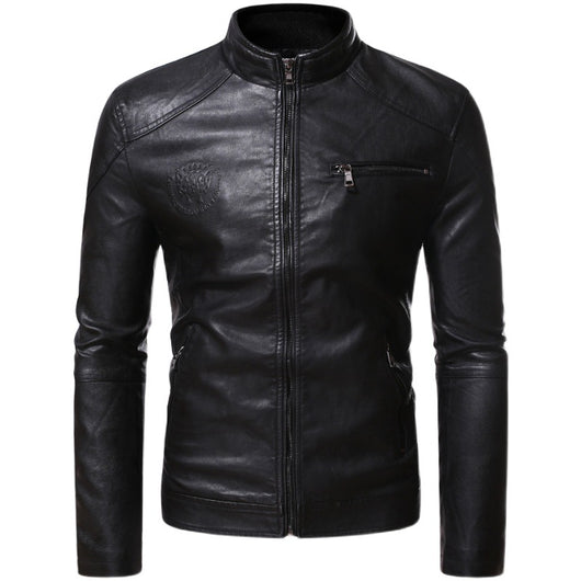 Chaqueta de Cuero PU Motociclista para Hombre - Estilo Punk Europeo con Diseño 3D Grabado - Image 2