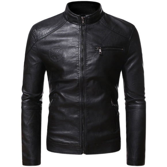 Chaqueta de Cuero PU Motociclista para Hombre - Estilo Punk Europeo con Diseño 3D Grabado