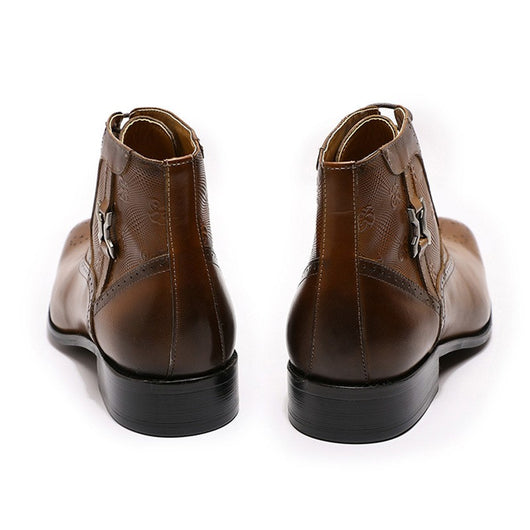 Botas de Cuero para Hombre con Punta Afilada y Cordones Frontales - Image 9
