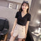 Blusa Tejida Escote V Manga Corta