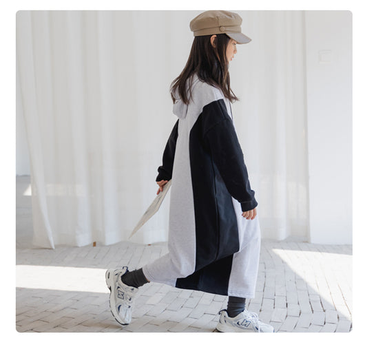 Vestido Suéter Princesa Bicolor de Manga Larga para Niña - Otoño e Invierno - Image 6