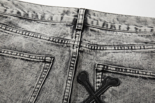 Jeans Slim Fit Gris Lavado con Parche de Calavera - Estilo Urban - Image 13