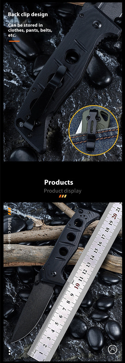 Cuchillo Plegable Táctico D2 con Mango G10 y Soporte de Espalda - Image 9