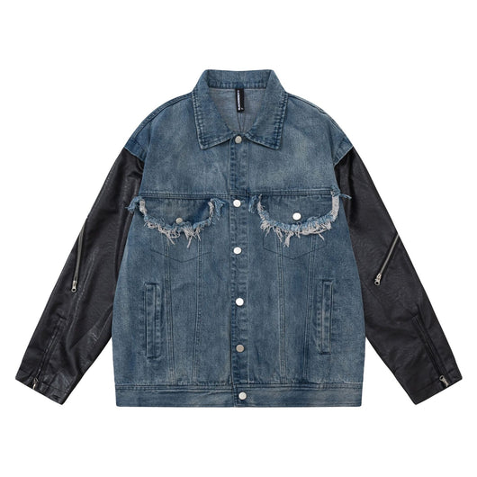 Chaqueta Denim Oversize con Detalles de Patchwork - Image 10