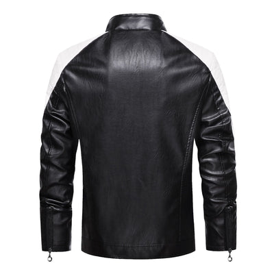 Chaqueta de Cuero Delgada Estilo Europeo Hombre Joven - Corte Slim con Cuello Alto - Image 4