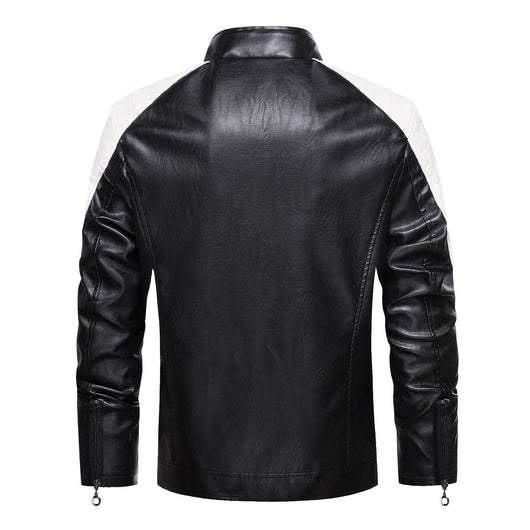 Chaqueta de Cuero Delgada Estilo Europeo Hombre Joven - Corte Slim con Cuello Alto - Image 4