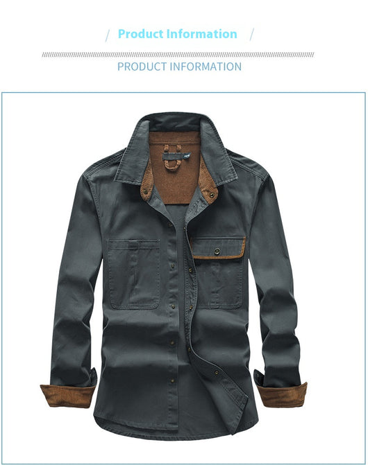 Camisa Polo de Manga Larga Algodón Lavado Tallas Grandes Hombre Color Sólido - Image 19