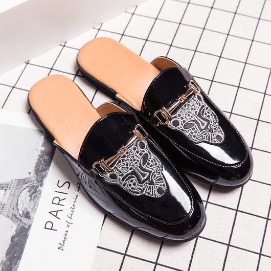 Pantuflas de Cuero Cerradas con Bordado - Zapatos Casuales de Moda para Hombre - Image 9