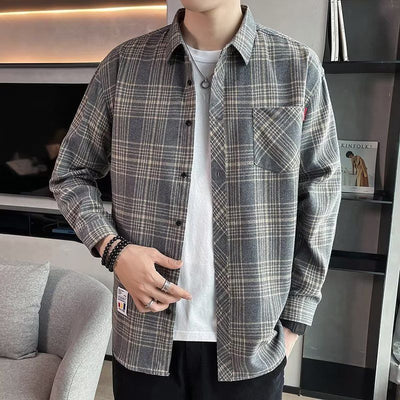 Camisa Casual Cuadros Estilo Hong Kong para Jóvenes - Image 7