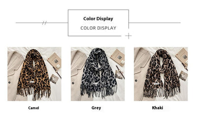 Bufanda Vintage Estampado Leopardo en Cashmira Artificial para Mujer - Image 9