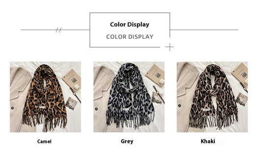 Bufanda Vintage Estampado Leopardo en Cashmira Artificial para Mujer - Image 9