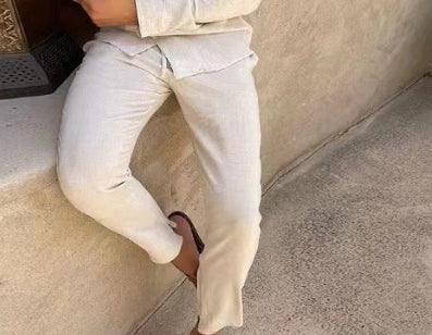 Traje Casual de Manga Larga con Solapa - Camisa y Pantalón Slim Fit para Hombre - Image 11