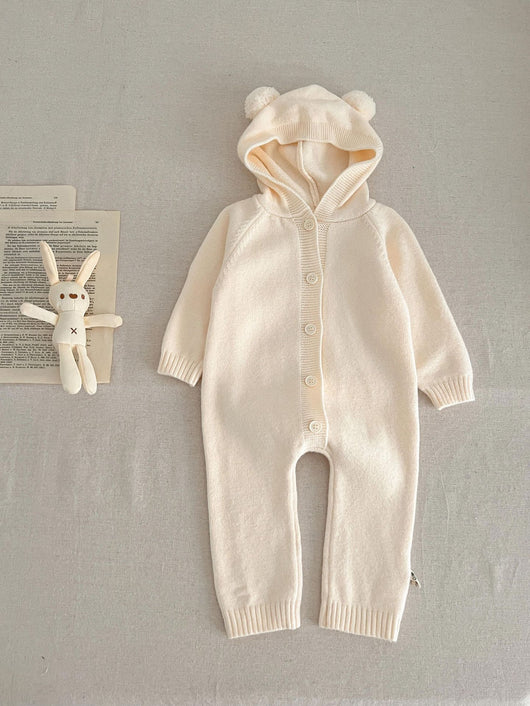 Pijama Enterizo con Capucha de Orejas de Osito Estilo Occidental - Image 6
