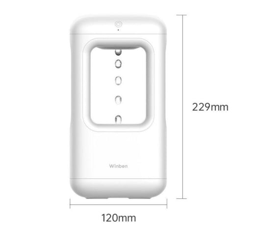 White anti-gravity water drop humidifier with visible mist output and 'Winben' brand name, on a white stand. - Image 4