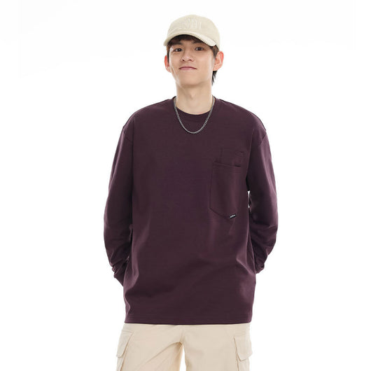 Camiseta Suelta de Cuello Redondo Manga Larga Básica para Hombre - Image 2