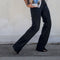 Pantalones de Cuero Casuales Cintura Baja Corte Recto