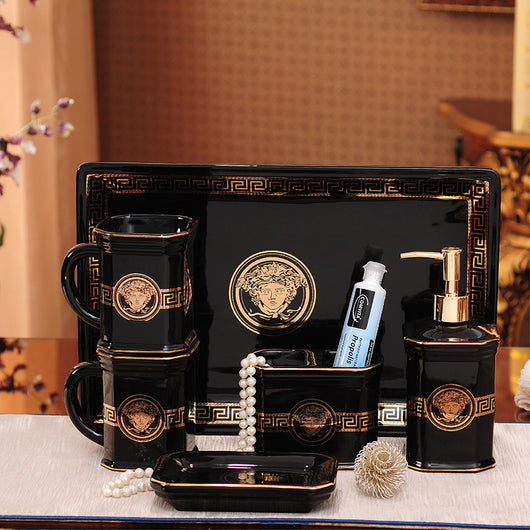 Set de 5 Piezas de Cerámica para Baño - Vasos para Cepillado e Enjuague - Image 11