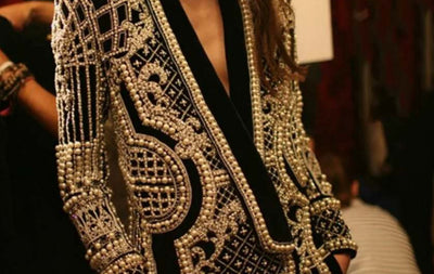 Blazer Acolchado con Estampado de Perlas para Mujer - Image 3