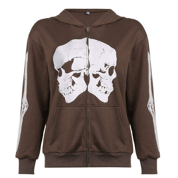 Sudadera con Capucha Estampado Calavera Personalidad