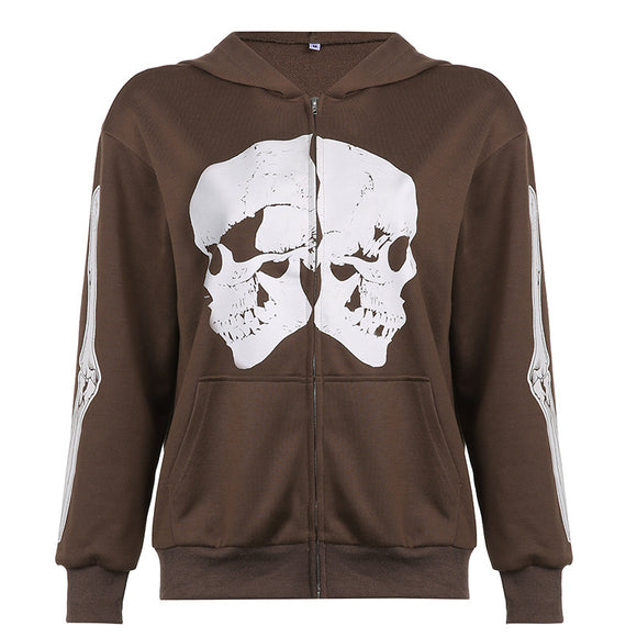 Sudadera con Capucha Estampado Calavera Personalidad