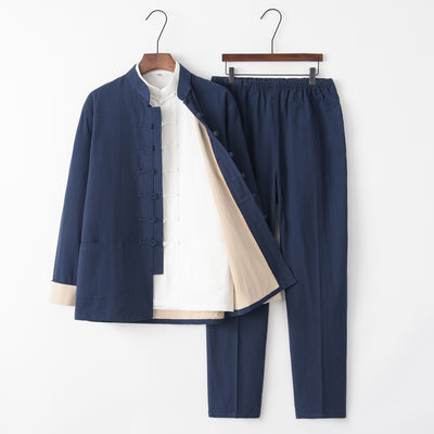 Traje Tres Piezas Slim Fit en Algodón y Lino para Hombre - Image 6