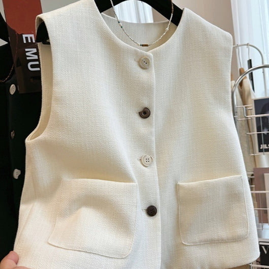 Vestido Bandage Sin Mangas Estilo Francés Cuello Redondo - Image 3