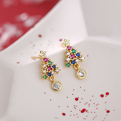 Aretes Navideños de Diamante de Color Nicho Europeo y Americano con Diseño de Gota de Agua - Image 4