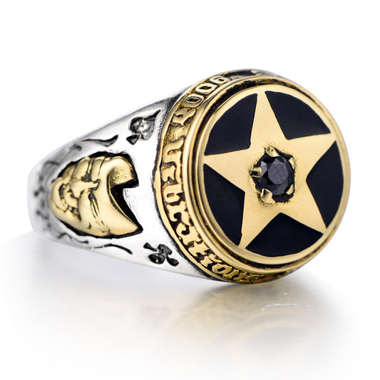 Anillo de Plata Tailandesa con Ágata Negra y Estrella de Cinco Puntas - Image 2