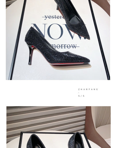Zapatos de Tacón Stiletto Plateado Puntiagudo para Bodas y Banquetes - Image 13