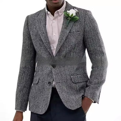Blazer de Lana Espiga Marrón y Gris para Hombre - Image 3
