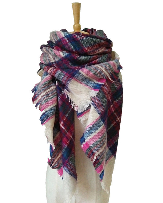 Pañuelo Cuadrado Reversible a Cuadros Multicolor Efecto Cachemira - Image 14