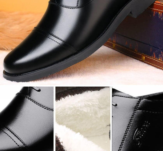 Zapatos de Cuero Genuino con Forro Polar para Hombre - Comodidad Invernal - Image 7