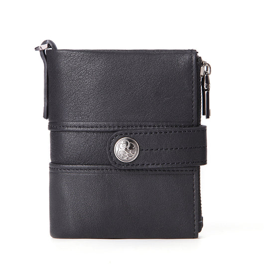 Billetera de Cuero Genuino con Cierre y Hebilla Retro para Hombre - Image 2