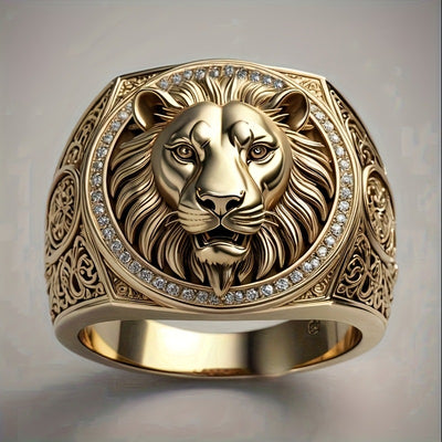 Anillo de Oro 18K para Hombre con Diseño de León Engastado en Diamantes - Image 2