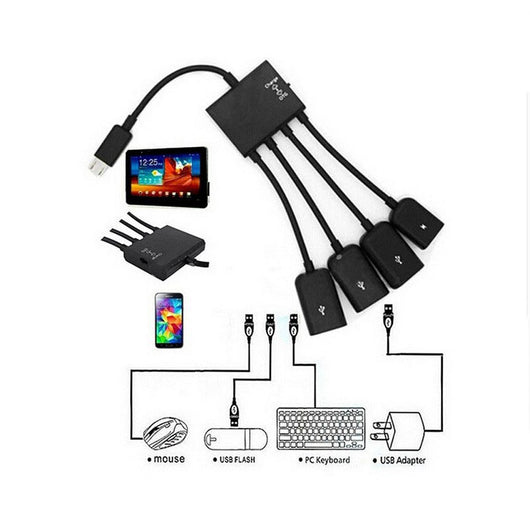 Adaptador OTG Micro USB Multi-Puerto con Carga Simultánea y Soporte para 4 Dispositivos - Image 6