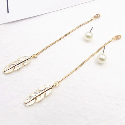 Aretes Largos de Perla con Hoja y Borla - Diseño Personalidad - Image 18