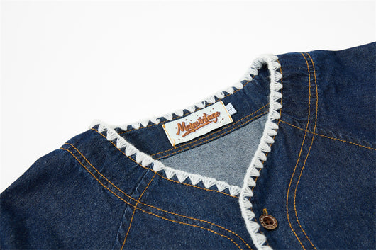 Camisa Denim Estilo Vintage Americana con Bordado Flocked - Image 12