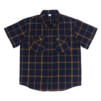 Camisa Casual de Cuadros Patchwork con Botones y Manga Corta - Image 14