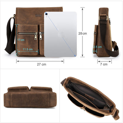 Bolso Bandolera Retro Cuero Crazy Horse Estilo Único para Hombre - Image 5