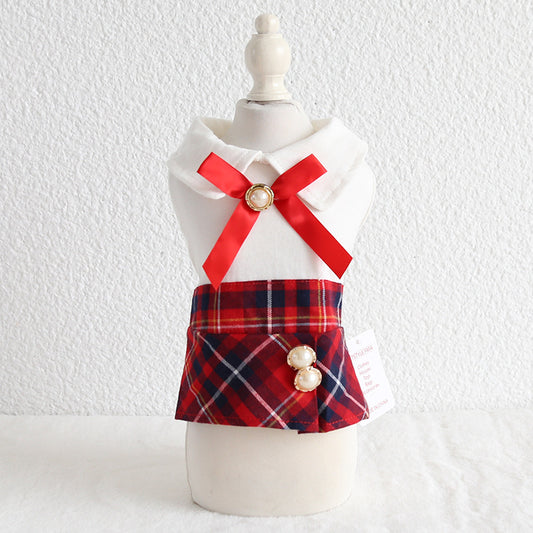 Vestido Ejecutivo Estilo Petstyle con Falda Cuadros para Primavera Verano