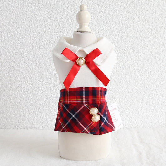 Vestido Ejecutivo Estilo Petstyle con Falda Cuadros para Primavera Verano