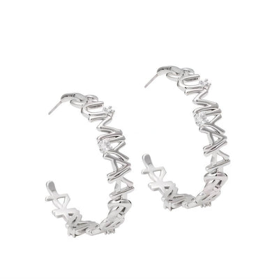 Aretes de Letras Metálicas Personalizadas Estilo Ins - Pendientes C - Image 5