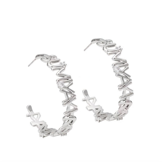 Aretes de Letras Metálicas Personalizadas Estilo Ins - Pendientes C - Image 5
