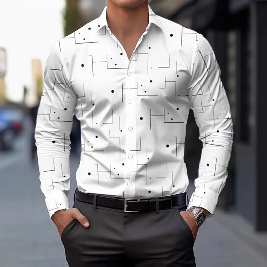 Camisa Casual Transpirable para Hombre con Patrón Irregular