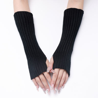 Guantes Largos Rayados de Lana para Otoño e Invierno - Mangas Calentadoras sin Dedos - Image 36