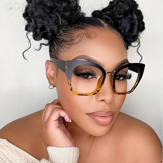 Gafas Cat Eye Grandes con Filtro Azul y Espejo Plano