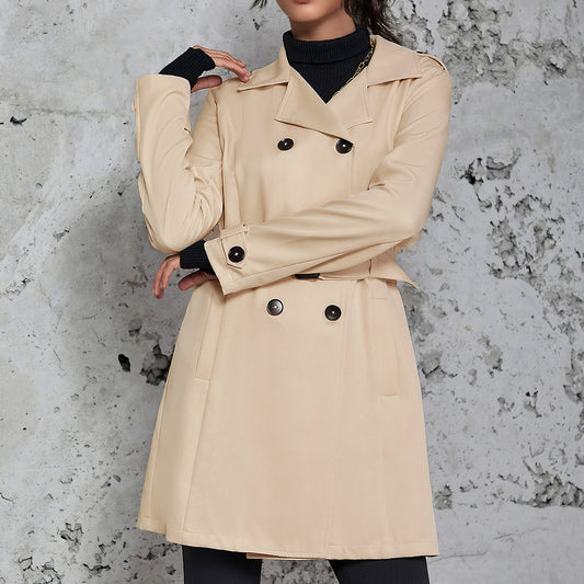 Abrigo Tipo Trench Coat Británico Largo para Mujer