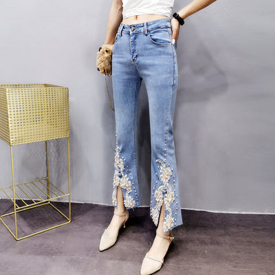 Pantalones Acampanados Beige Slim Estilo Coreano Verano - Image 8